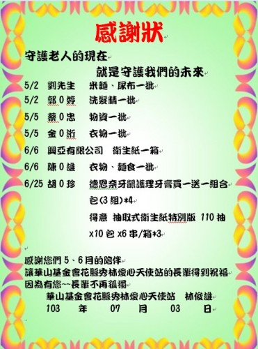 華山秀林站103年5~6月徵信表